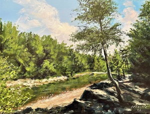 Bayou Bluff, Arkansas, acrylic on canvas panel by Lynn Charles Foster