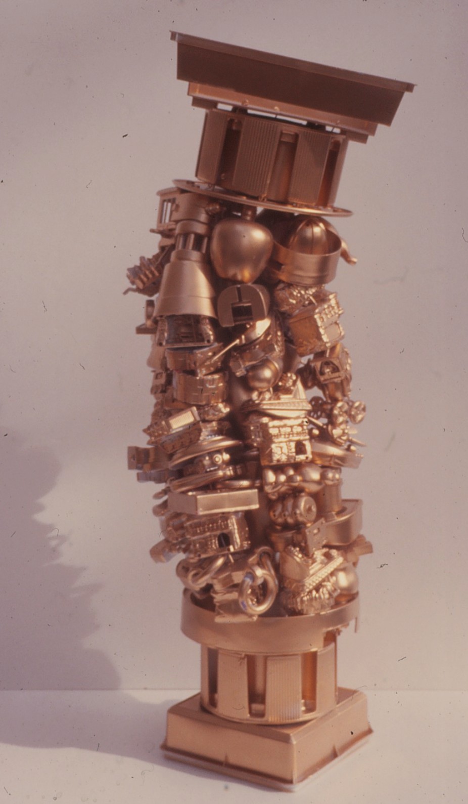 Society's Column, recycled plastic assemblage by Lynn Charles Foster