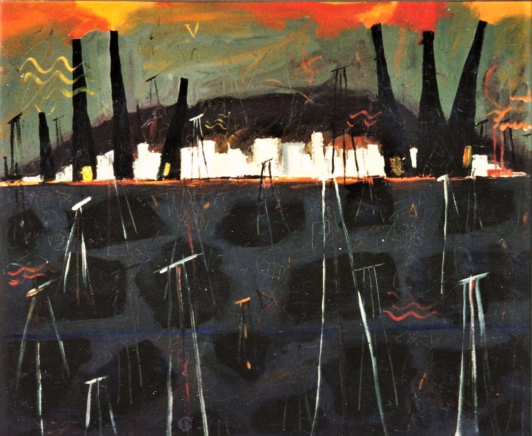 Red Factory, acrylic on canvas by Lynn Charles Foster