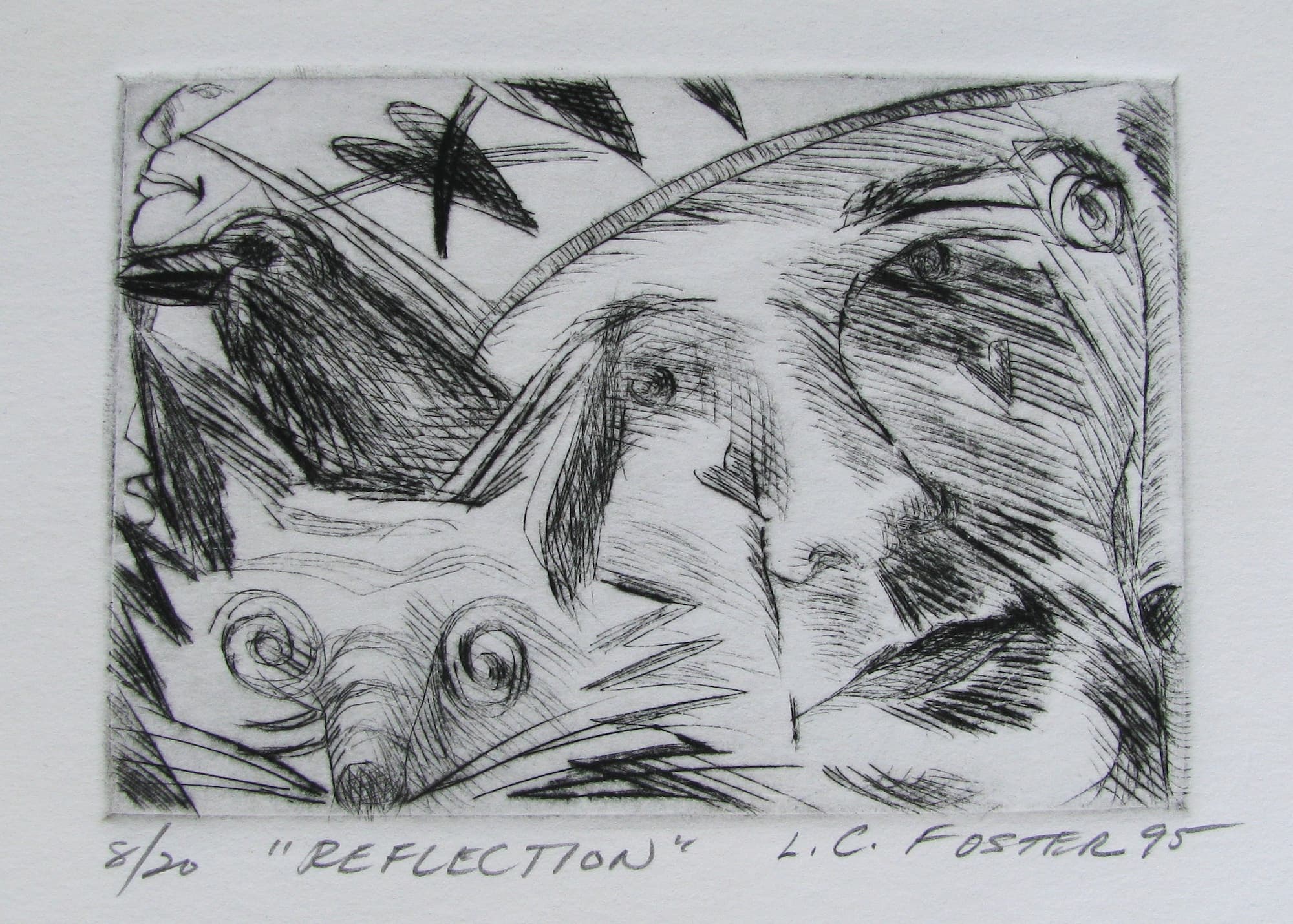 Reflection, etching by Lynn Charles Foster
