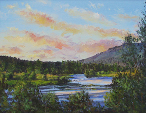 Williamson River, Southern Oregon at Sunset, acrylic on canvas by Lynn Charles Foster
