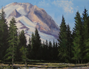 Evening View, Mt Hood (study), acrylic on canvas by Lynn Charles Foster