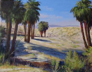 Oasis Twin Palms, Moapa, NV, acrylic on canvas by Lynn Charles Foster