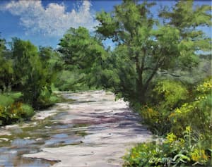 Late Summer on the White River near Eureka Springs, AR, acrylic on canvas by Lynn Charles Foster