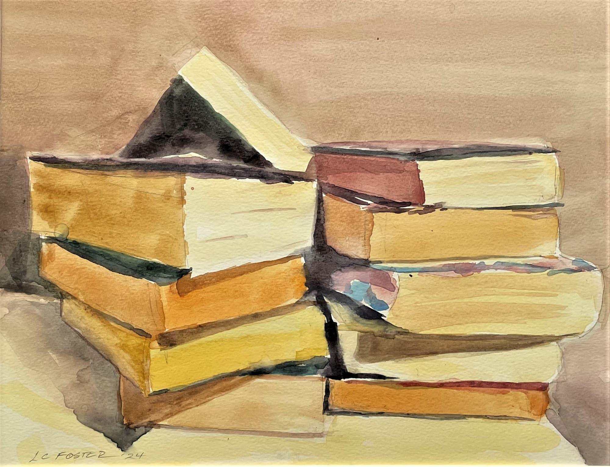 Sunset Stacks, watercolor by Lynn Charles Foster