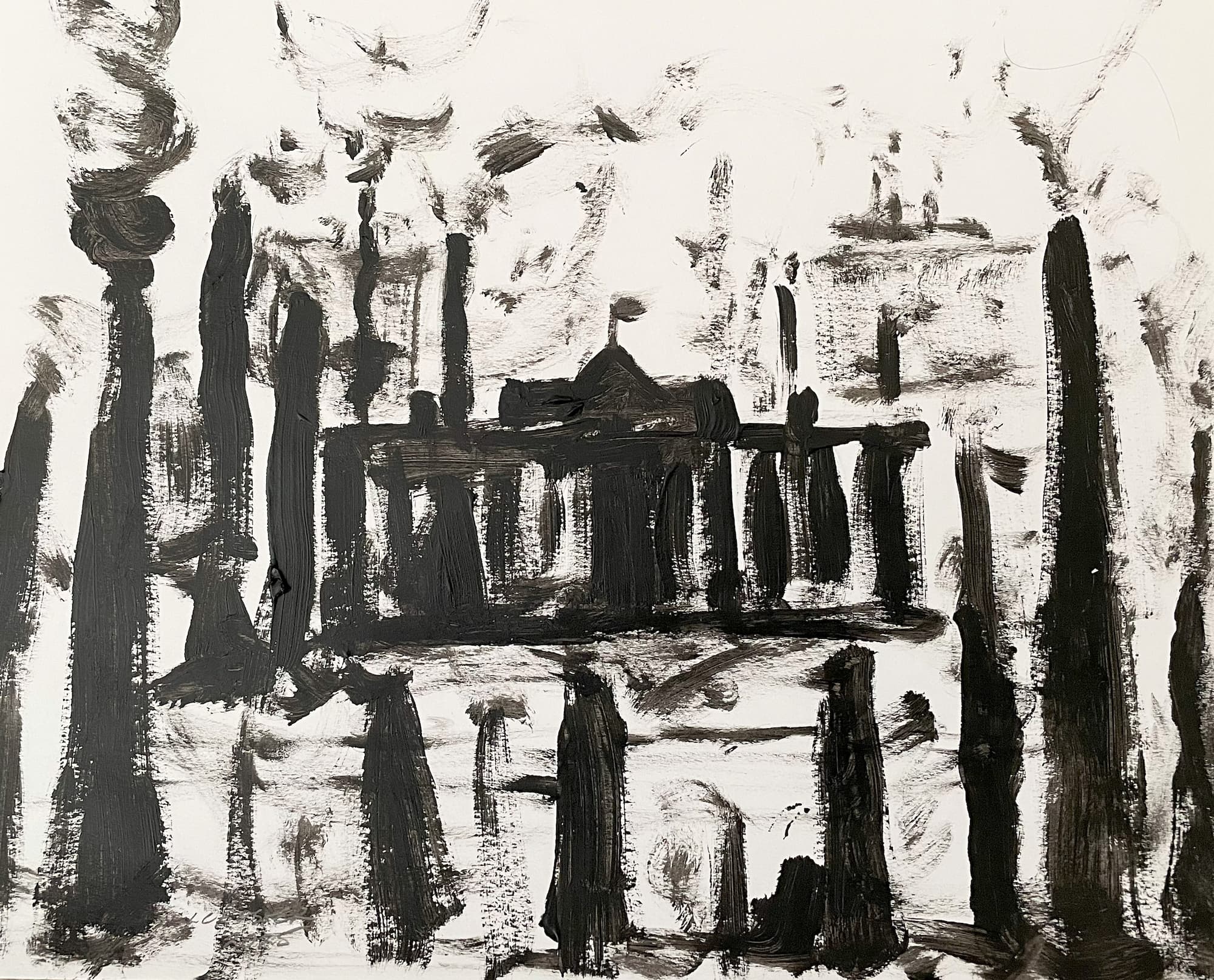 The Black House Forest, acrylic on paper by Lynn Charles Foster