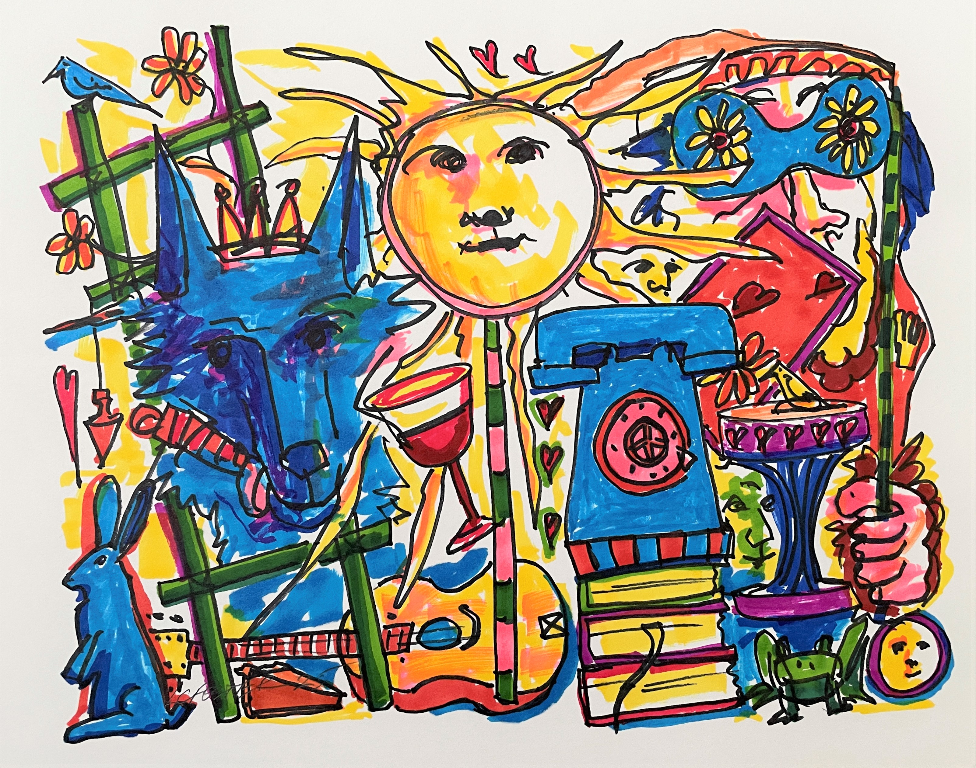 Sun Stick, markers on paper by Lynn Charles Foster