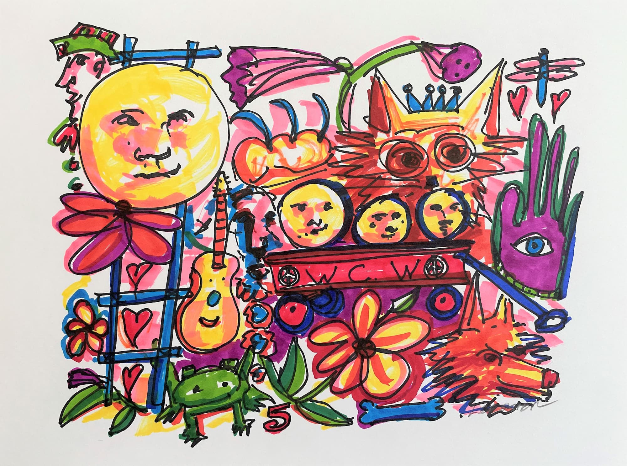 Peace Wagon, markers on paper by Lynn Charles Foster