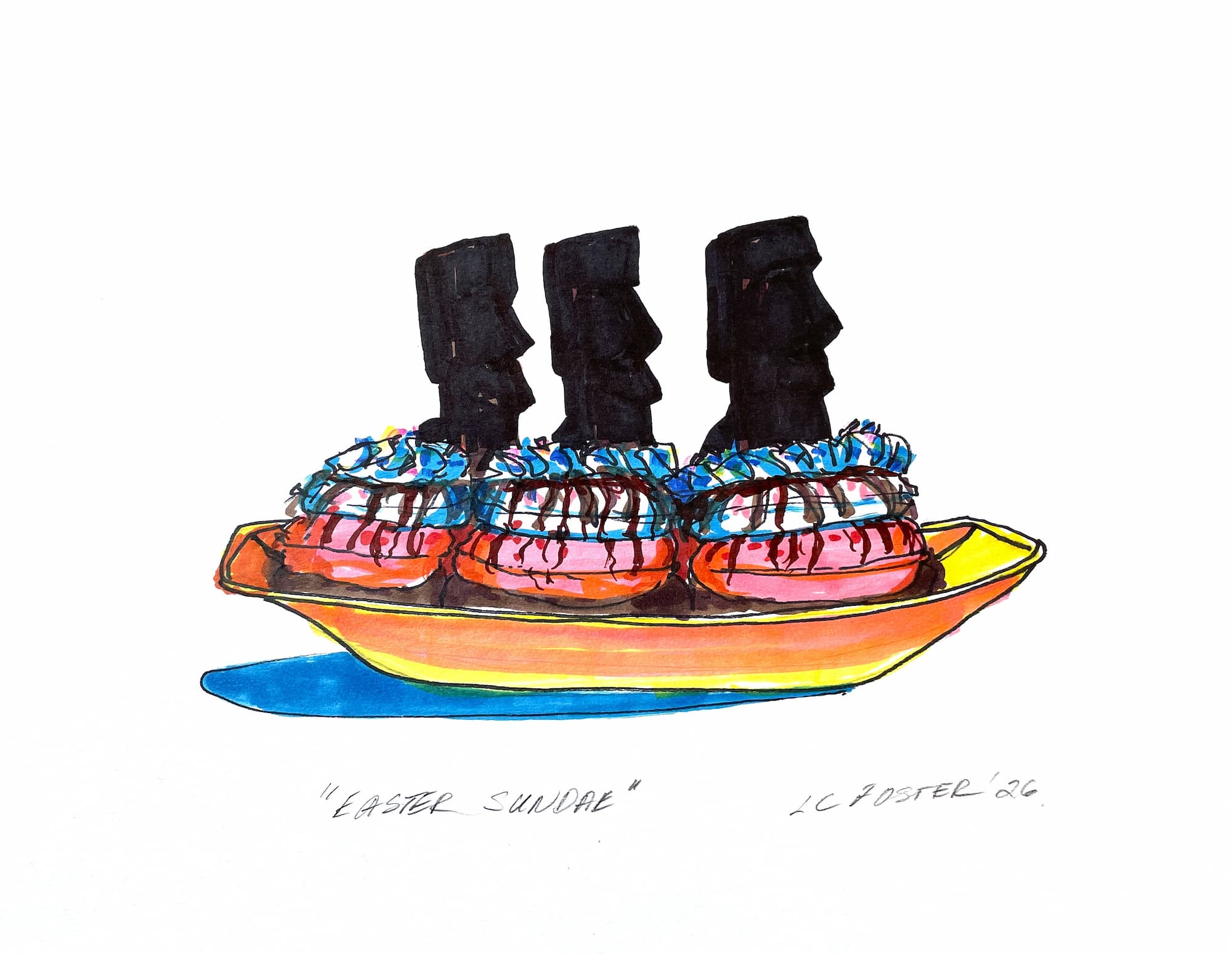 Easter Sundae, markers on paper by Lynn Charles Foster